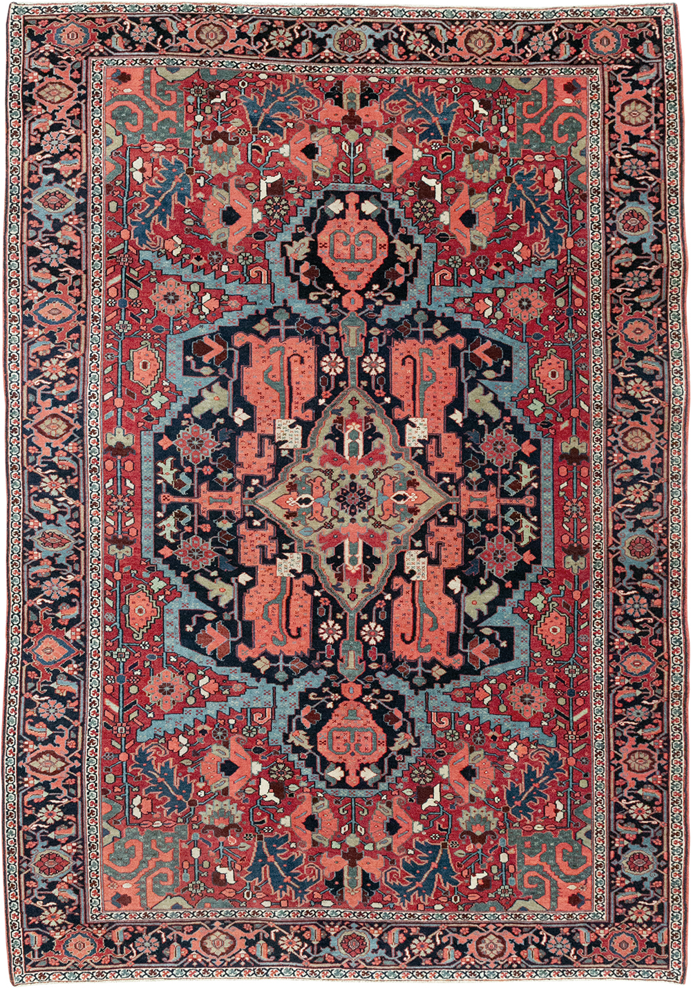 Antique Persian Heriz Accent Rug, No.33044 - Galerie Shabab