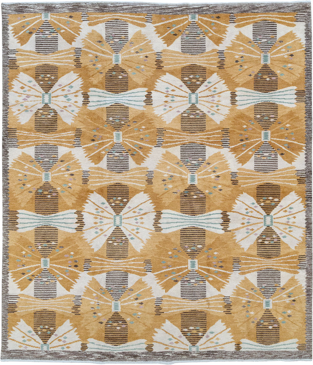 Vintage Scandinavian Rya After Park, Gul By Barbro Nilsson, No.33045 - Galerie Shabab