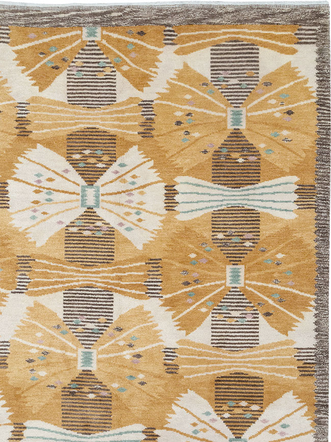 Vintage Scandinavian Rya After Park, Gul By Barbro Nilsson, No.33045 - Galerie Shabab