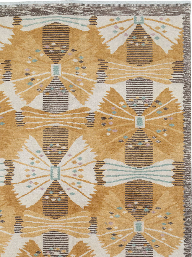 Vintage Scandinavian Rya After Park, Gul By Barbro Nilsson, No.33045 - Galerie Shabab