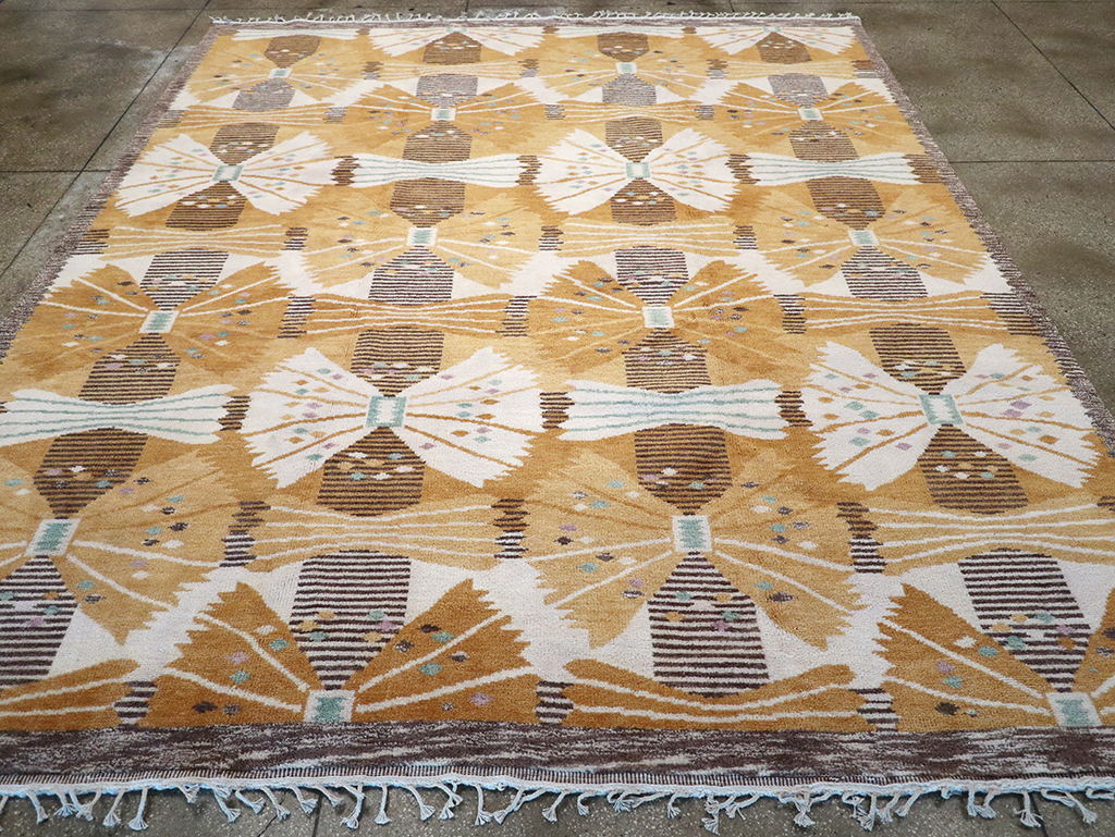 Vintage Scandinavian Rya After Park, Gul By Barbro Nilsson, No.33045 - Galerie Shabab