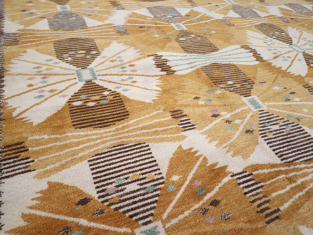 Vintage Scandinavian Rya After Park, Gul By Barbro Nilsson, No.33045 - Galerie Shabab