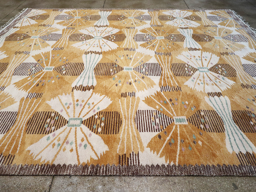 Vintage Scandinavian Rya After Park, Gul By Barbro Nilsson, No.33045 - Galerie Shabab