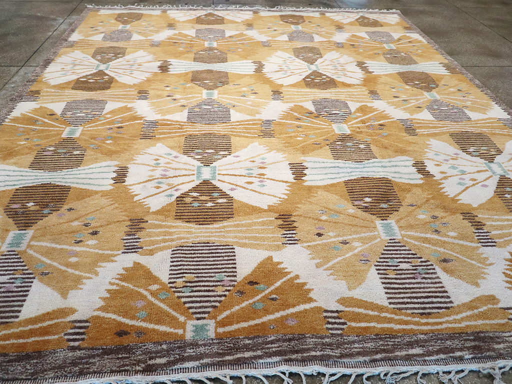 Vintage Scandinavian Rya After Park, Gul By Barbro Nilsson, No.33045 - Galerie Shabab