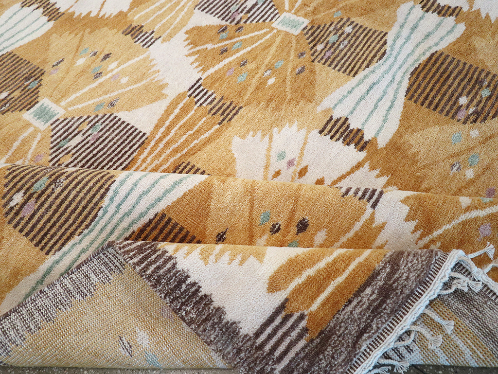 Vintage Scandinavian Rya After Park, Gul By Barbro Nilsson, No.33045 - Galerie Shabab