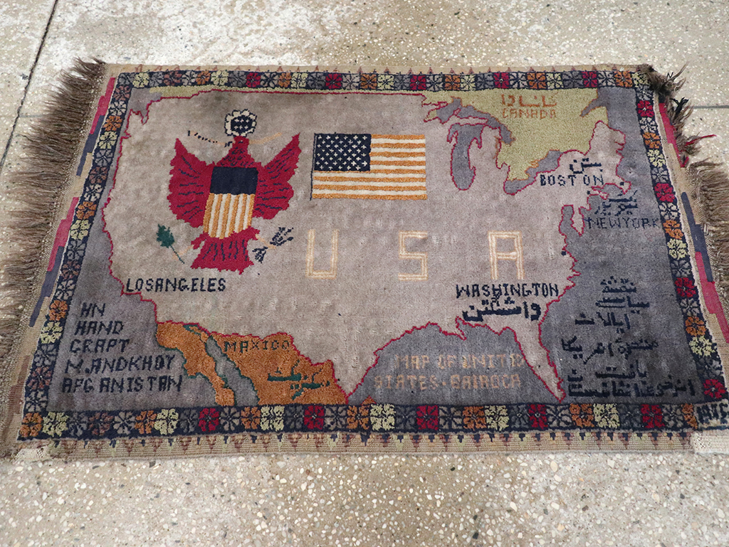 Vintage Afghan Pictorial Map Rug, No.33050 - Galerie Shabab