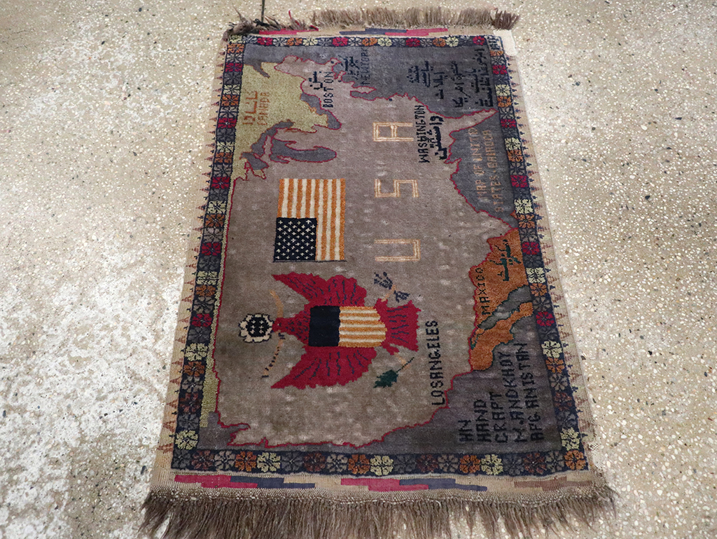 Vintage Afghan Pictorial Map Rug, No.33050 - Galerie Shabab