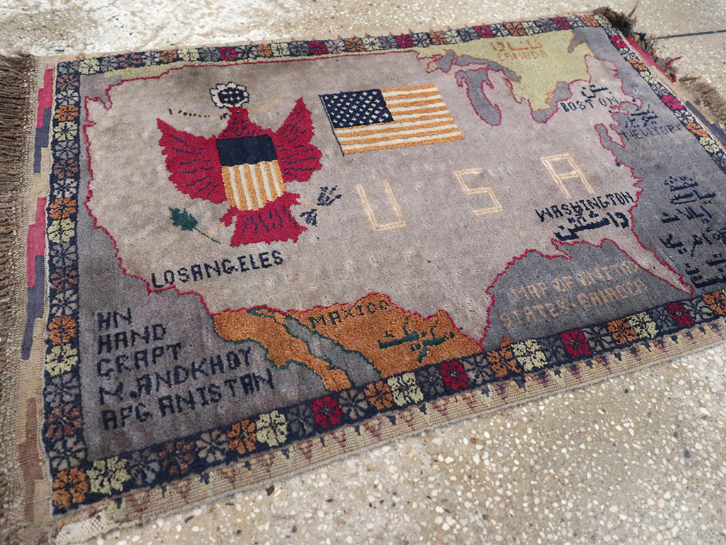 Vintage Afghan Pictorial Map Rug, No.33050 - Galerie Shabab