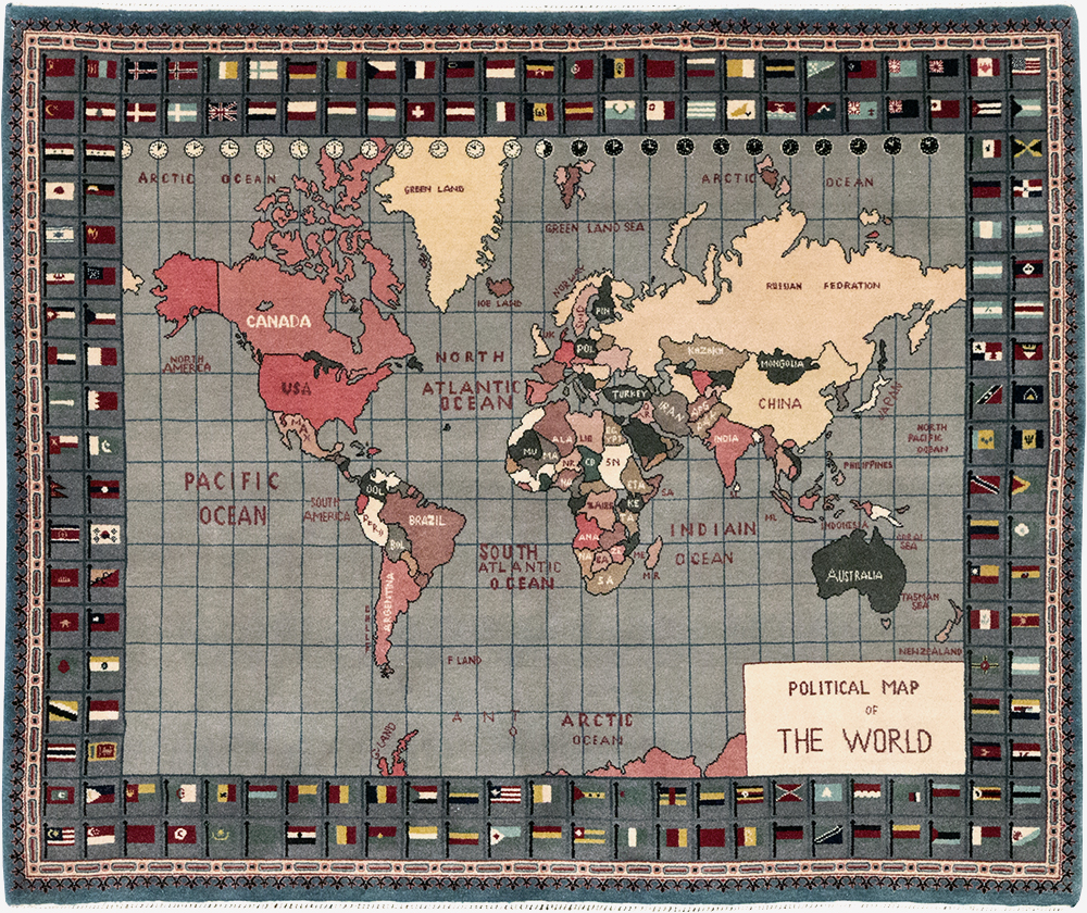 Modern Afghan Pictorial Map Rug, No.33059 - Galerie Shabab