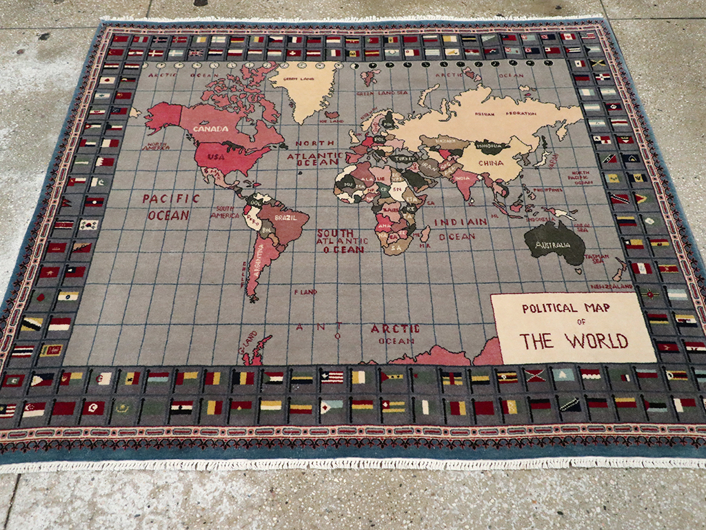 Modern Afghan Pictorial Map Rug, No.33059 - Galerie Shabab