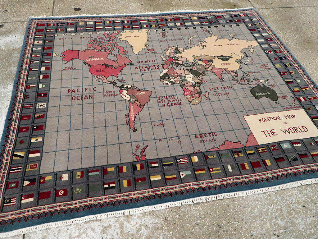Modern Afghan Pictorial Map Rug, No.33059 - Galerie Shabab