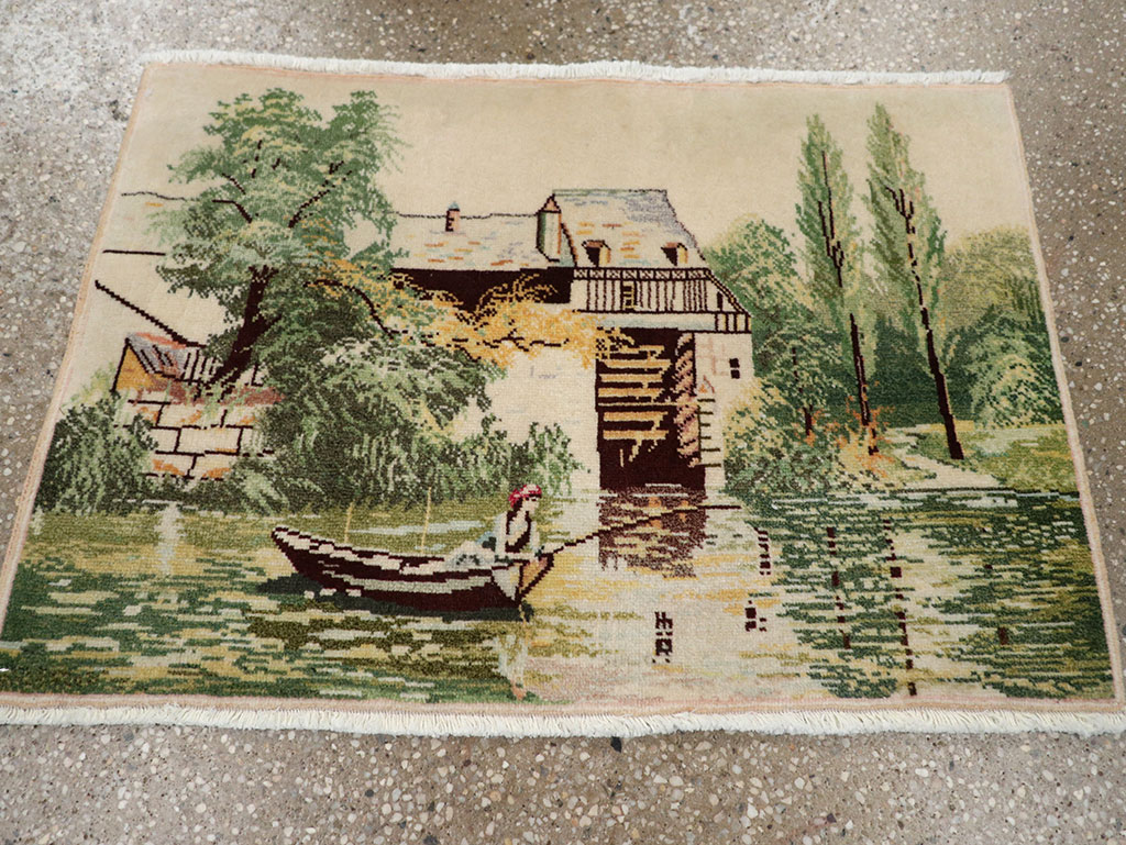 Vintage Persian Tabriz Pictorial Rug, No.33122 - Galerie Shabab