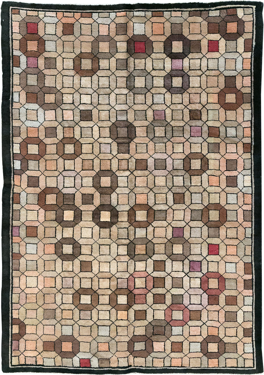 Vintage Chinese Art Deco Accent Rug, No.33133 - Galerie Shabab