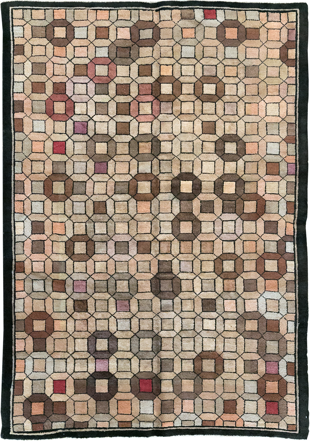 Vintage Chinese Art Deco Accent Rug, No.33133 - Galerie Shabab