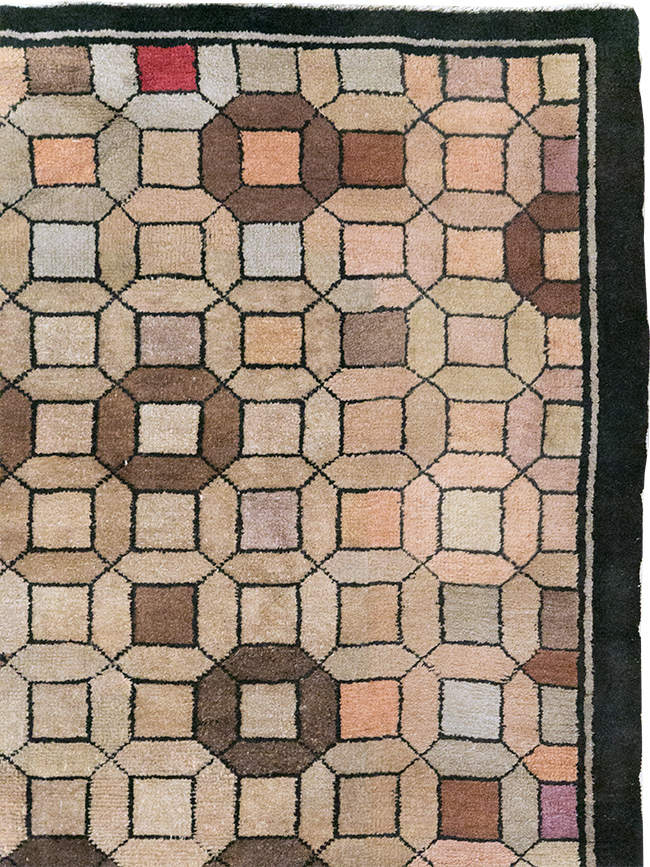 Vintage Chinese Art Deco Accent Rug, No.33133 - Galerie Shabab