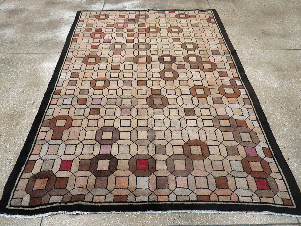 Vintage Chinese Art Deco Accent Rug, No.33133 - Galerie Shabab