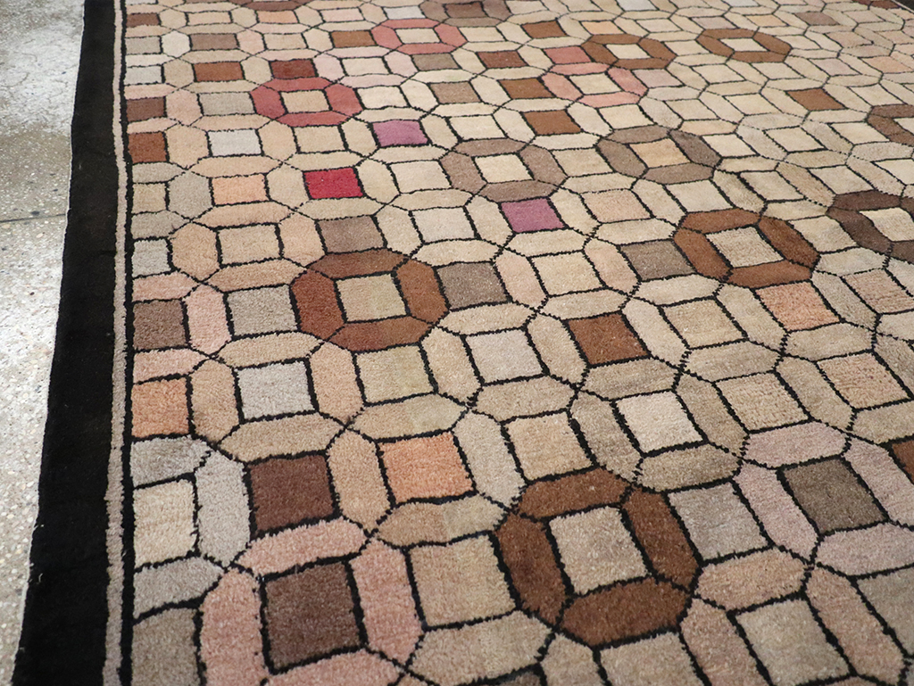 Vintage Chinese Art Deco Accent Rug, No.33133 - Galerie Shabab
