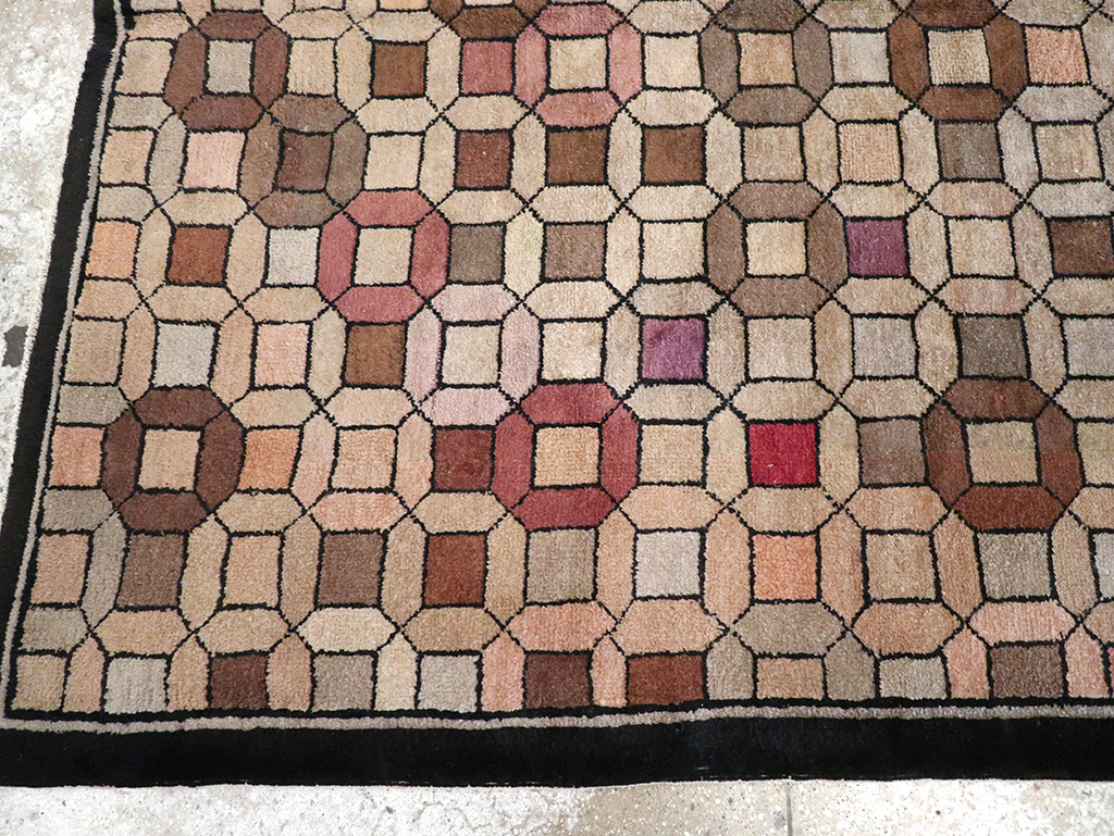 Vintage Chinese Art Deco Accent Rug, No.33133 - Galerie Shabab
