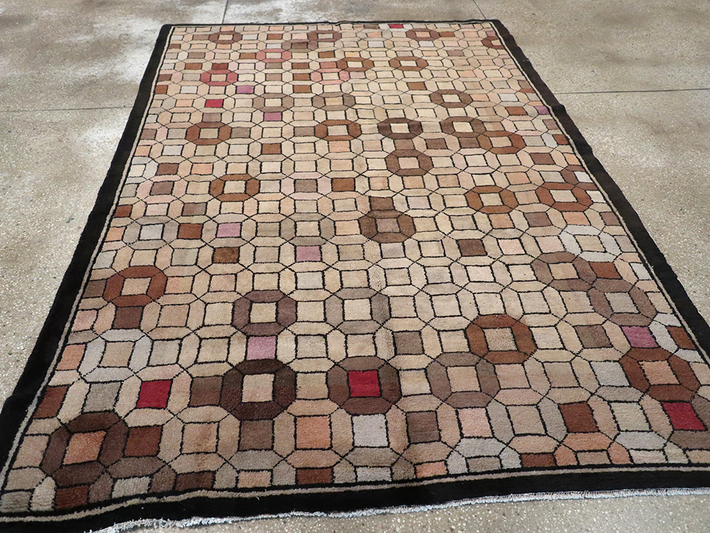 Vintage Chinese Art Deco Accent Rug, No.33133 - Galerie Shabab