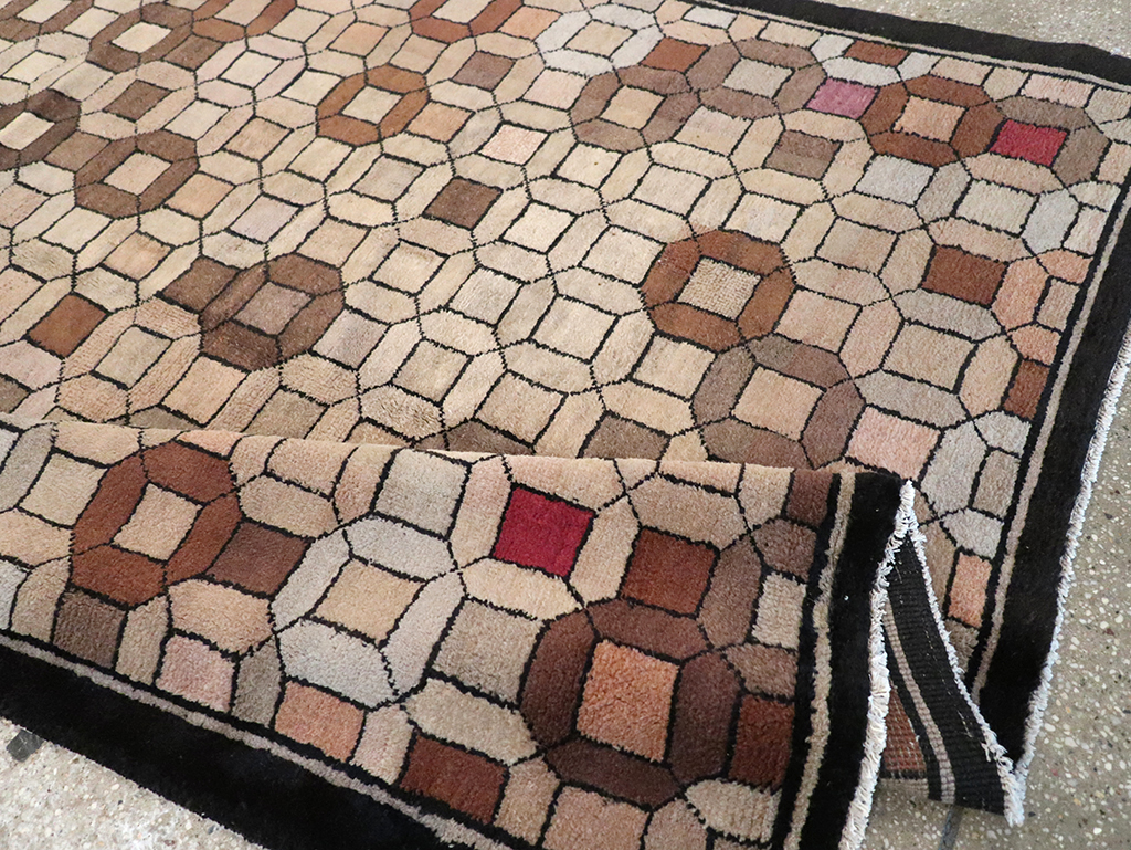 Vintage Chinese Art Deco Accent Rug, No.33133 - Galerie Shabab