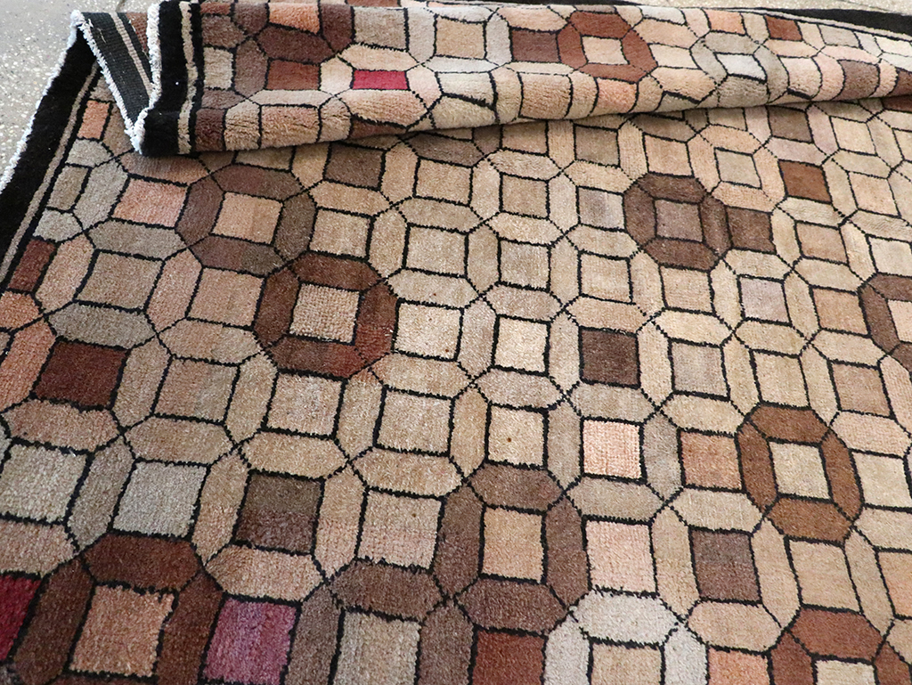 Vintage Chinese Art Deco Accent Rug, No.33133 - Galerie Shabab