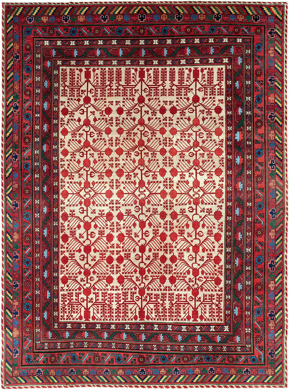 Vintage East Turkestan Khotan Room Size Carpet, No.33155 - Galerie Shabab