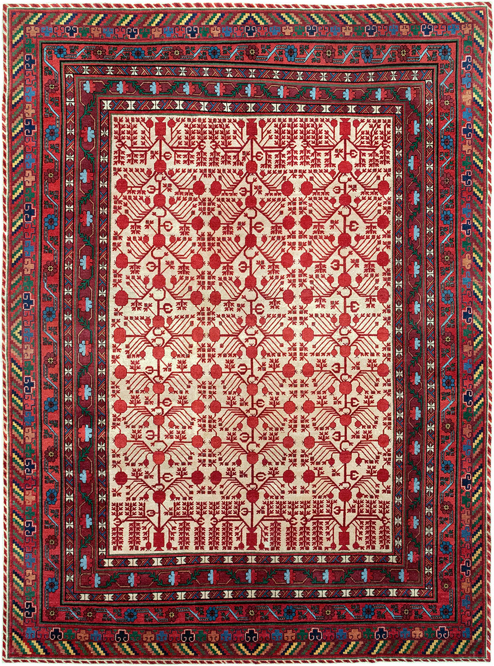 Vintage East Turkestan Khotan Room Size Carpet, No.33155 - Galerie Shabab