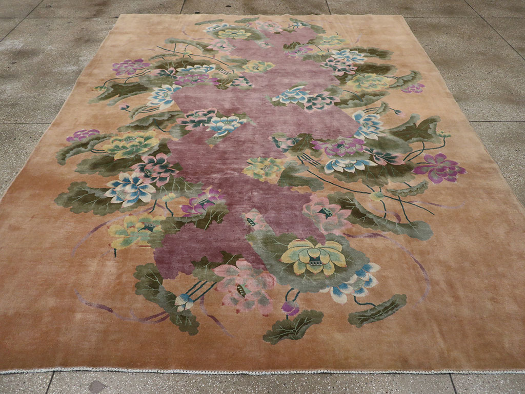 Antique Chinese Art Deco Room Size Carpet, No.33172 - Galerie Shabab