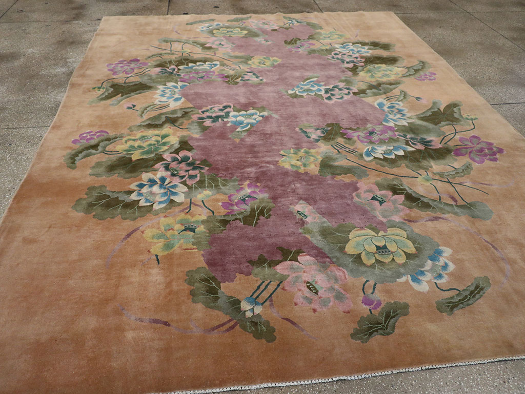 Antique Chinese Art Deco Room Size Carpet, No.33172 - Galerie Shabab