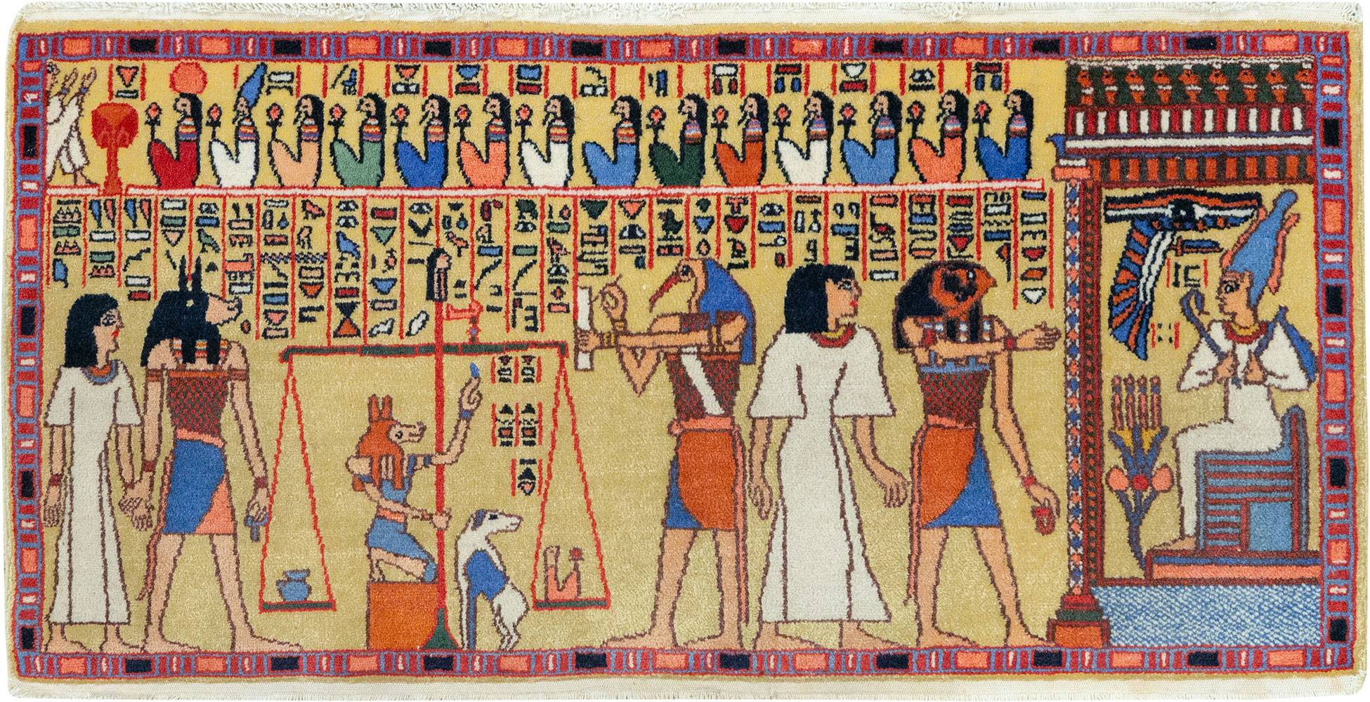 Vintage Egyptian Pictorial Throw Rug, No.33175 - Galerie Shabab