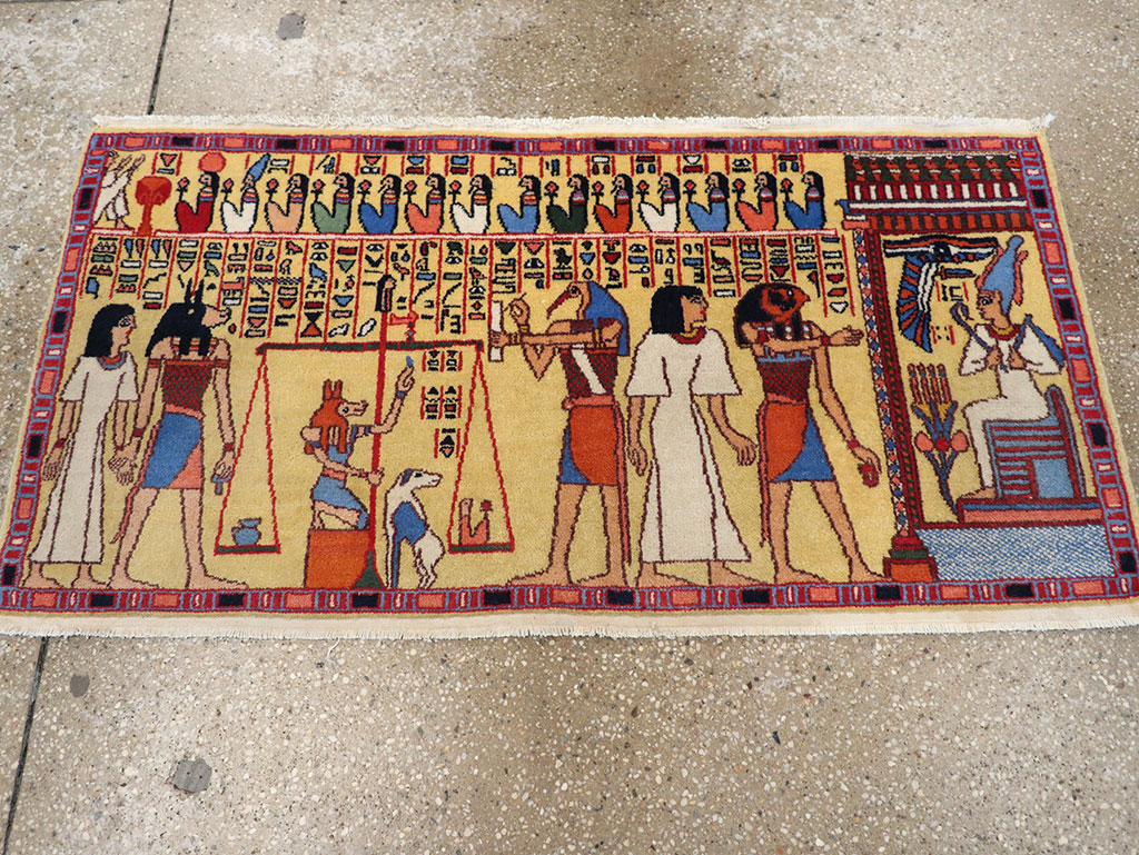 Vintage Egyptian Pictorial Throw Rug, No.33175 - Galerie Shabab