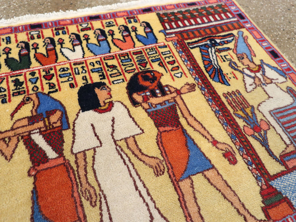 Vintage Egyptian Pictorial Throw Rug, No.33175 - Galerie Shabab