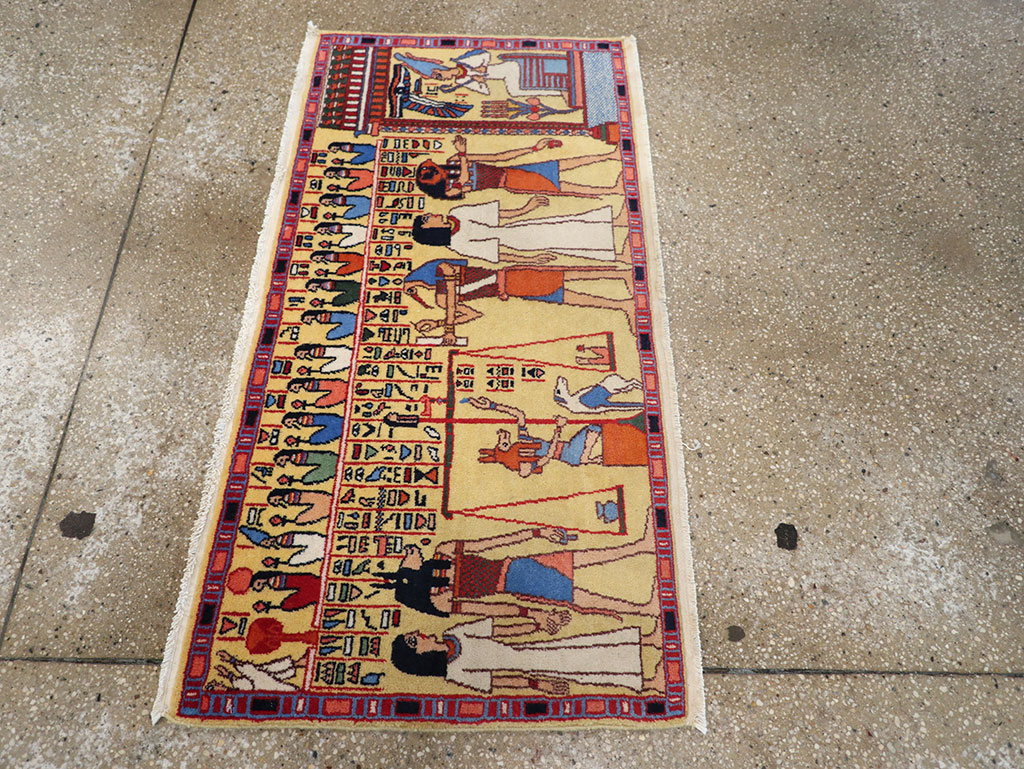 Vintage Egyptian Pictorial Throw Rug, No.33175 - Galerie Shabab