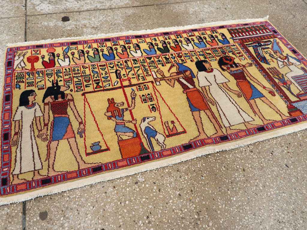 Vintage Egyptian Pictorial Throw Rug, No.33175 - Galerie Shabab