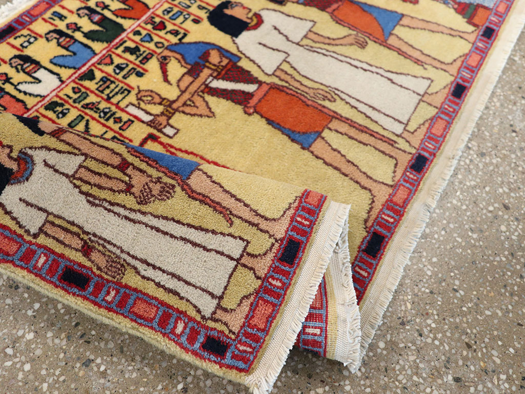 Vintage Egyptian Pictorial Throw Rug, No.33175 - Galerie Shabab