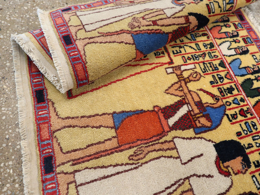 Vintage Egyptian Pictorial Throw Rug, No.33175 - Galerie Shabab