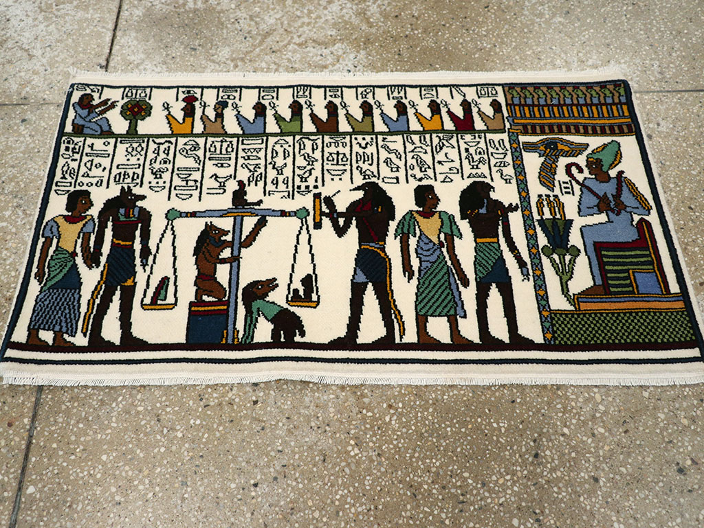 Vintage Egyptian Pictorial Rug, No.33182 - Galerie Shabab