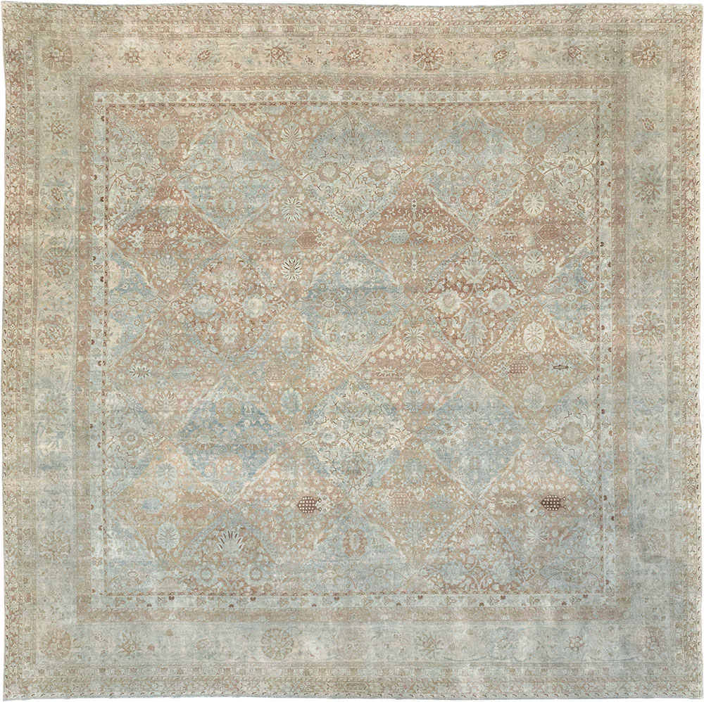 Antique Persian Lavar Kerman Large Square Room Size Carpet, No.33185 - Galerie Shabab
