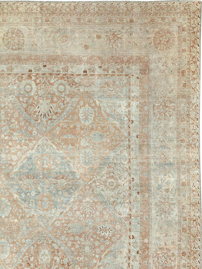 Antique Persian Lavar Kerman Square Large Room Size Carpet, No.33185 - Galerie Shabab