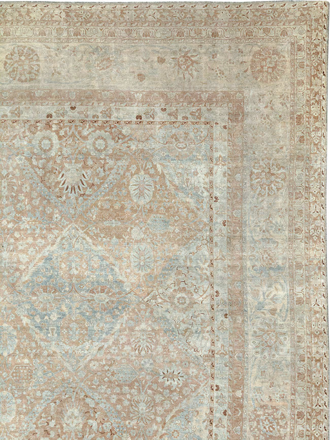 Antique Persian Lavar Kerman Large Square Room Size Carpet, No.33185 - Galerie Shabab