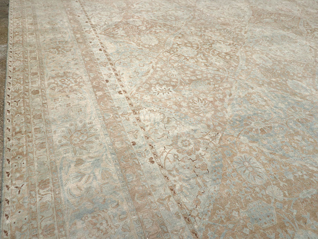 Antique Persian Lavar Kerman Large Square Room Size Carpet, No.33185 - Galerie Shabab