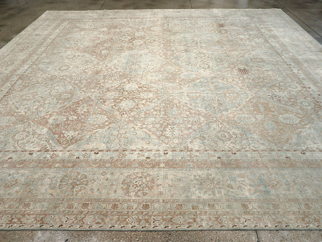 Antique Persian Lavar Kerman Large Square Room Size Carpet, No.33185 - Galerie Shabab