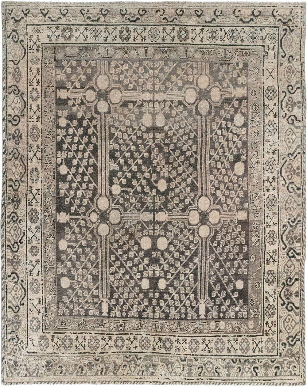 Antique East Turkestan Khotan Accent Rug, No.33189 - Galerie Shabab