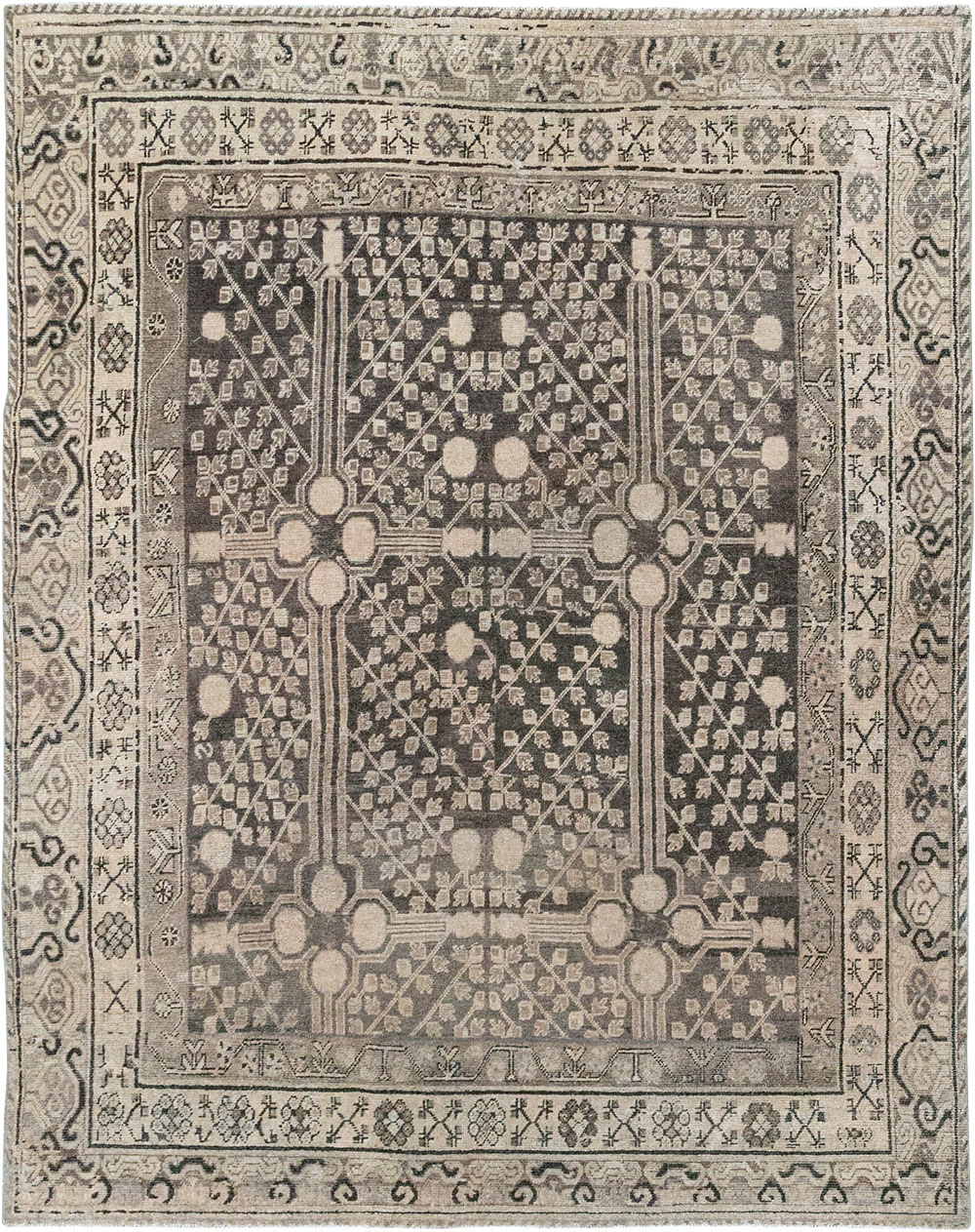 Antique East Turkestan Khotan Accent Rug, No.33189 - Galerie Shabab