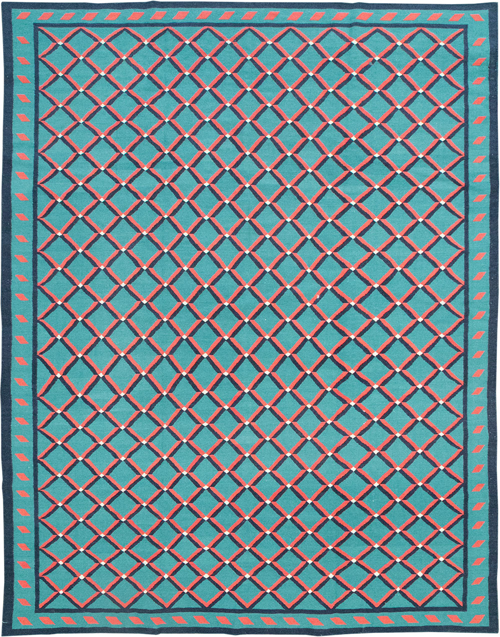 Modern Indian Flatweave Dhurrie Room Size Carpet, No.33202 - Galerie Shabab