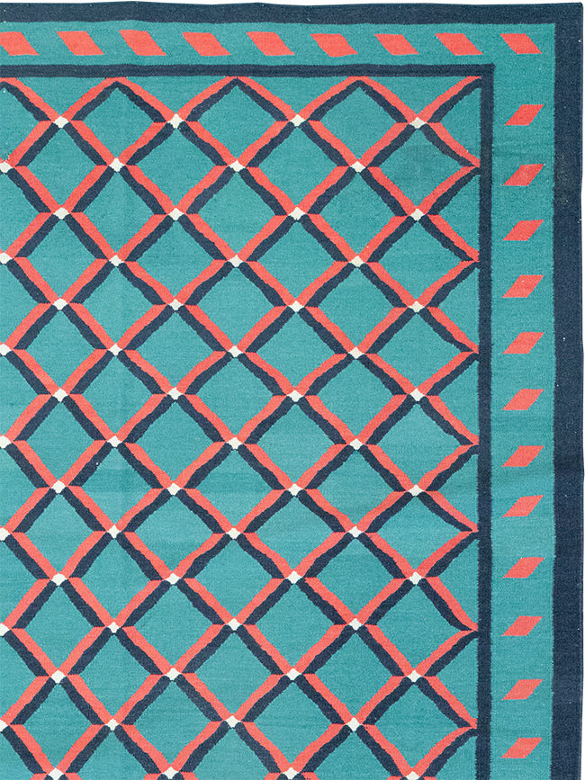Modern Indian Flatweave Dhurrie Room Size Carpet, No.33202 - Galerie Shabab