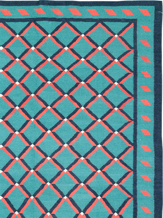 Modern Indian Flatweave Dhurrie Room Size Carpet, No.33202 - Galerie Shabab