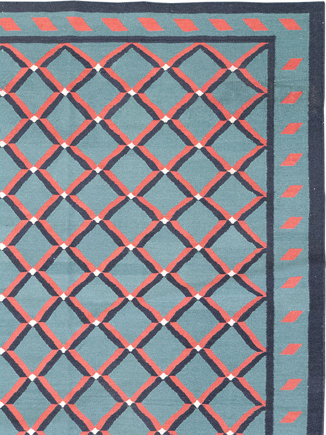 Modern Indian Flatweave Dhurrie Room Size Carpet, No.33202 - Galerie Shabab