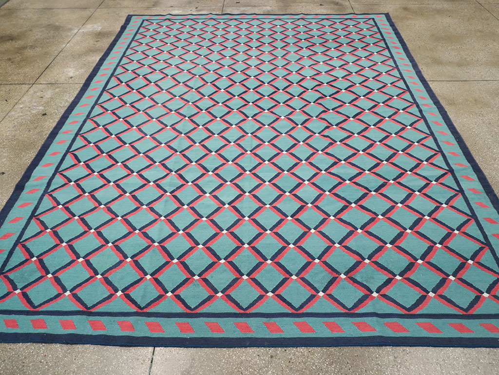 Modern Indian Flatweave Dhurrie Room Size Carpet, No.33202 - Galerie Shabab