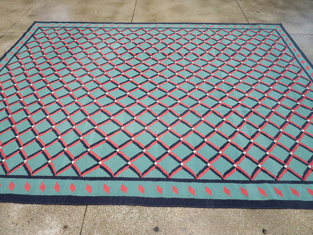 Modern Indian Flatweave Dhurrie Room Size Carpet, No.33202 - Galerie Shabab